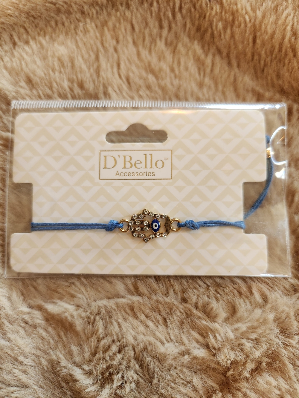 Blue Hamsa Bracelet with Crystal Accent
